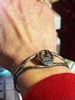 Vintage Native American Style Cuff Bracelet Silver Tone Turquoise Inlay Eagle