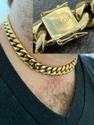 Real Miami Cuban Choker Chain 14k Gold Plated Stainless Steel Necklace 18 