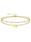 Waterproof Initial Ankle Bracelets For Women - Dainty Layered Heart Anklet  Adju