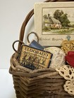 Rustic Vintage Sewing Notions Basket Wall Decor Handmade Cottagecore Farmhouse