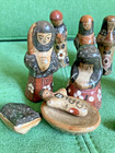 Vintage Tonala Nativity Set Hand Painted 11 Pieces From Mexico