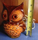 Vintage Ceramic Owl Night Light Table Tv Lamp Big Orange Glowing Eyes