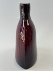 Ruby Red Glass Vase Bottle Shaped White Cased Hand Blown  Textured Unmarked