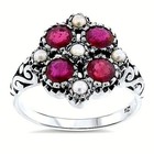Genuine Ruby   Pearl 925 Sterling Silver Victorian Antique Style Ring        117