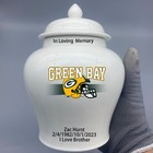 Ceramic Medium Urn For Green Bay Packers Football Theme  Custom Text   Number