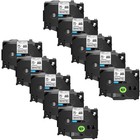 10pk Compatible With Brother P-touch Black On White Label Tape Tz261 Tze261 36mm