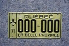 1971 Quebec Canada Sample License Plate