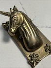 Vtg Solid Brass Unicorn Paper Memo Holder Fleur De Lis