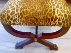 Rare Ralph Lauren Mahogany Empire Style Mcdowell Stool Leopard Ottoman Bench
