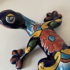 Talavera Mexican Pottery Navy Colorful Salamander Lizard Hand Painted