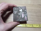 Vintage Letterpress Printing Block A People Doing Laundry Washing Machine Basket