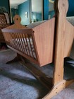Vintage Antique Style Wooden Swinging Baby Cradle Bassinet Crib