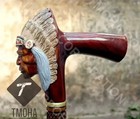 Rare Antique Cane Walking Cane With American Indian Chief On The Top Hand  Carve