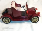 Vintage Tin Friction Toy By-234 Maroon Convertible Car  japan  Works Great 