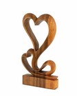 12  Wooden Hand Carved Abstract Sculpture Statue  hearts Blossom  Love Art Decor
