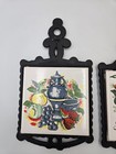 Vintage Tile Trivets Taiwan Vegetable fruit Kitchen Wall Decor Set Of 2 -137