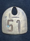 Vintage Brass Cow Number Tag Dairy Farm Cattle Marker 51 Double Sided Original