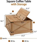 Square Coffee Table With Storage  Wood Center Table With Hinged Lift Top