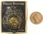 Vintage 1950s Private Detective Toy Badge         Japan Dime Store  Original Card