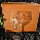 Very Rare Vintage 7  Clear Etched Ozark Airlines Stemmed Mcm Wine Glass Set Of 4