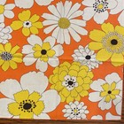 Vtg 1960-70 s Flower Napkins Linen 17   x 16    Orange Yellow Fabric Groovy Set Of 5