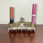 Vintage Metal Lipstick Holder Gold And Silver Toned With Kneeling Girl Holds 4