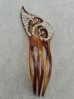 Vtg Faux Tortoise Shell Ladies Hair Comb 4       Tall With Rhinestones