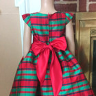 Ellie Kids Stripe Holiday Dress 4 Sleeveless Red   Green Fit   Flare Tie Back