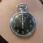 Waltham A-8 Military Pocket Watch Black Dial Silver Case Manual Mechanical