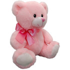 8  Pink Teddy Bear With Embroidered Eyes   Pink Ribbon   Soft Stuffed Bear Toy