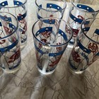 Vintage Pepsi Cola 1970 s Tiffany Style Glasses Stained Glass 16 Oz Set Of 6 New