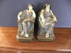 A Pair Of Allegorical  Figural Bronze Bookends Depicting Wisdom   Knowledge