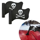 2 Pcs Pirate Flag Car Antenna Toppers  Flag-shape Antenna Ornament With Skull