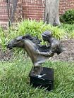 Delaware Park Bronze 13 5    Vintage Racing Horse Statue With Jockey  Rare 