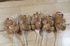 Vintage Teddy Bear With Santa Hat Picks For Crafts Floral Lot Of 5  Flocked