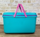 Vintage 1990s Eagle Craftstor Sewing Craft Storage Tote Teal Pink Purple Y2k