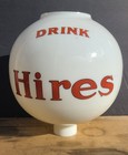 Drink Hires Root Beer White Milk Glass Globe Dispenser Vintage Soda