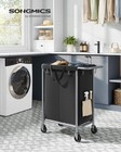 Laundry Basket With Wheels  2-section Rolling Laundry Hamper  37 Gallons  140 L 