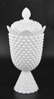 Vtg Fenton Milk Glass Hobnail Apothecary Jar  3689 W lid Label Pedestal 11 