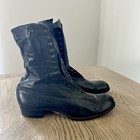 Antique Victorian 1900s Black Leather Lace Up Boots Historical Reinacting Sz 5