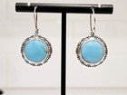 Vintage Sterling Silver 925 Turquoise Dangle Earrings    Elegant Boho Chic Jewelry