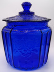 Vintage Anchor Hocking Mayfair Cobalt Blue Biscuit Cracker Cookie Jar