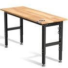 Adjustable Garage Workbench  60x24 Rubber Wood Top Heavy-duty With Power Outlets