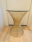 Vintage Mcm Metal Spiral Table W glass Top  Mid Century Modern  Retro  Hollywood
