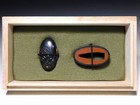 High Grade Wave Design Shakudo Kinko        Fuchi Kashira Edo Original Tsuba Antique