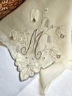 Vintage Madeira Embroidered Applique Monogram M Handkerchief Hanky