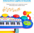 Kids 37-key Electronic Piano Keyboard With Microphone  Stool   Lights - Blue