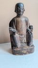 17-18th Century Chinese Seated Scholar Camphor Wood Carving Sculpture 