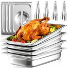 4 Pack Full Size Hotel Pans With Lids - 4  Deep   4 Kitchen Tongs - Perfect For