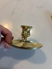 Vintage Solid Brass Candlestick Holder With Finger Loop 4    Dia  Base  2 1 4   tall